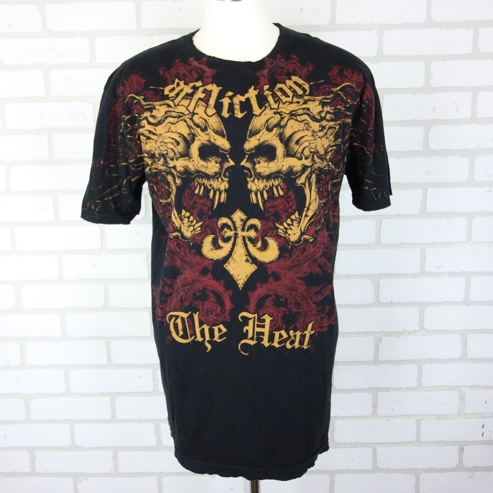 Affliction Signature Series Karo Parisyan MMA UFC T-Shirt Mens XL Skulls Y2K